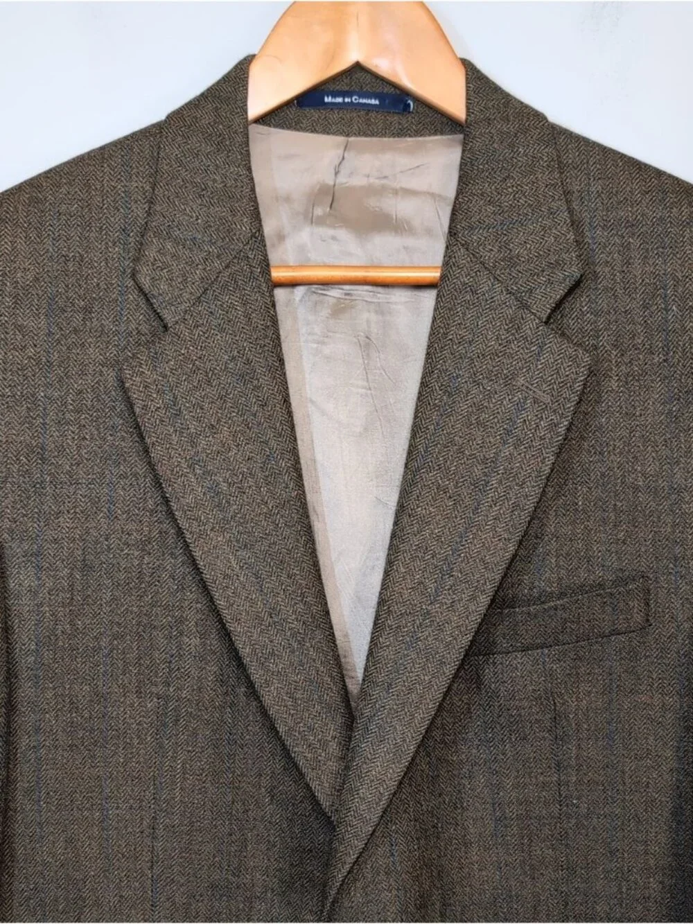 Chaps Ralph Lauren Brown Plaid Lambswool Sport Coat Blazer Mens Size 44R Canada